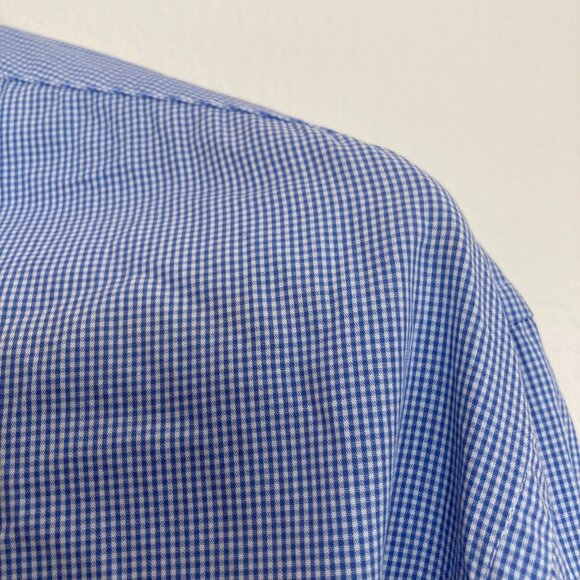 Men's J. Peterman Men's Blue/White Check Shirt with French Cuffs - Picture 4 of 7